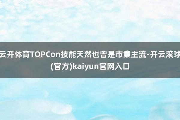 云开体育TOPCon技能天然也曾是市集主流-开云滚球(官方)kaiyun官网入口